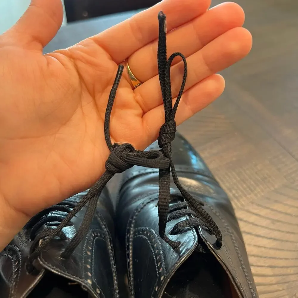 Salvatore Ferragamo black leather oxford dress shoes with lace size 9 men